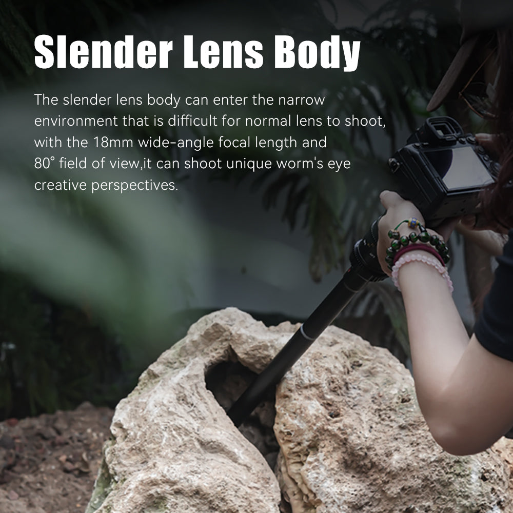 18mm F8 (APS-C) Macro Probe lens 90° View Free Switching Specialty Lens for FX/M43/E/Z/RF/L/EF