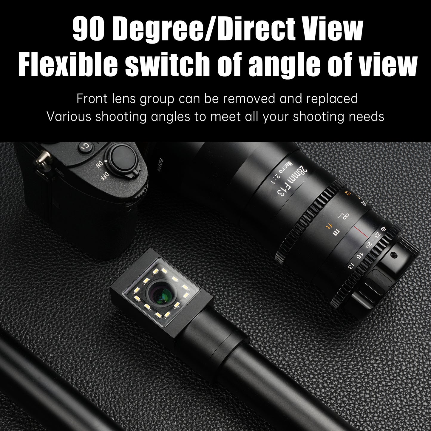 28mm F13 2X Macro Probe Lens Full Frame 90° View Free Switching Specialty Lens for E/Z/RF/L/EF/PL