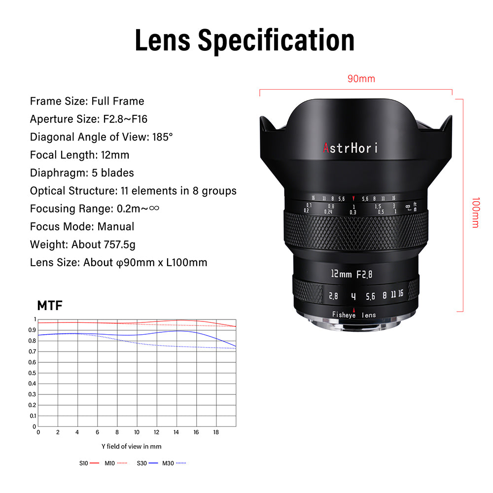 MF 12mm F2.8 Full-frame Fisheye Lens for E/Z/R/L