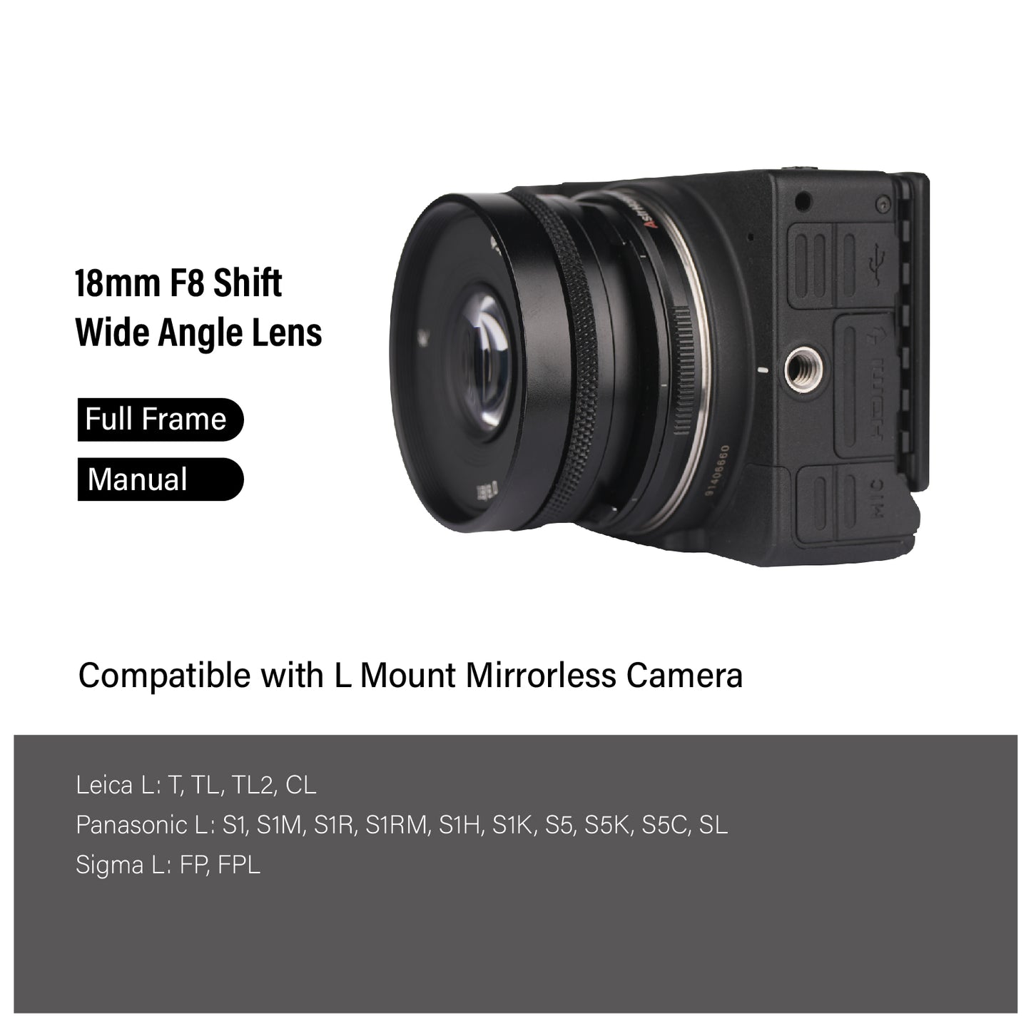 18mm F8 Full-frame Shift lens for E/EOS-R/L/Z