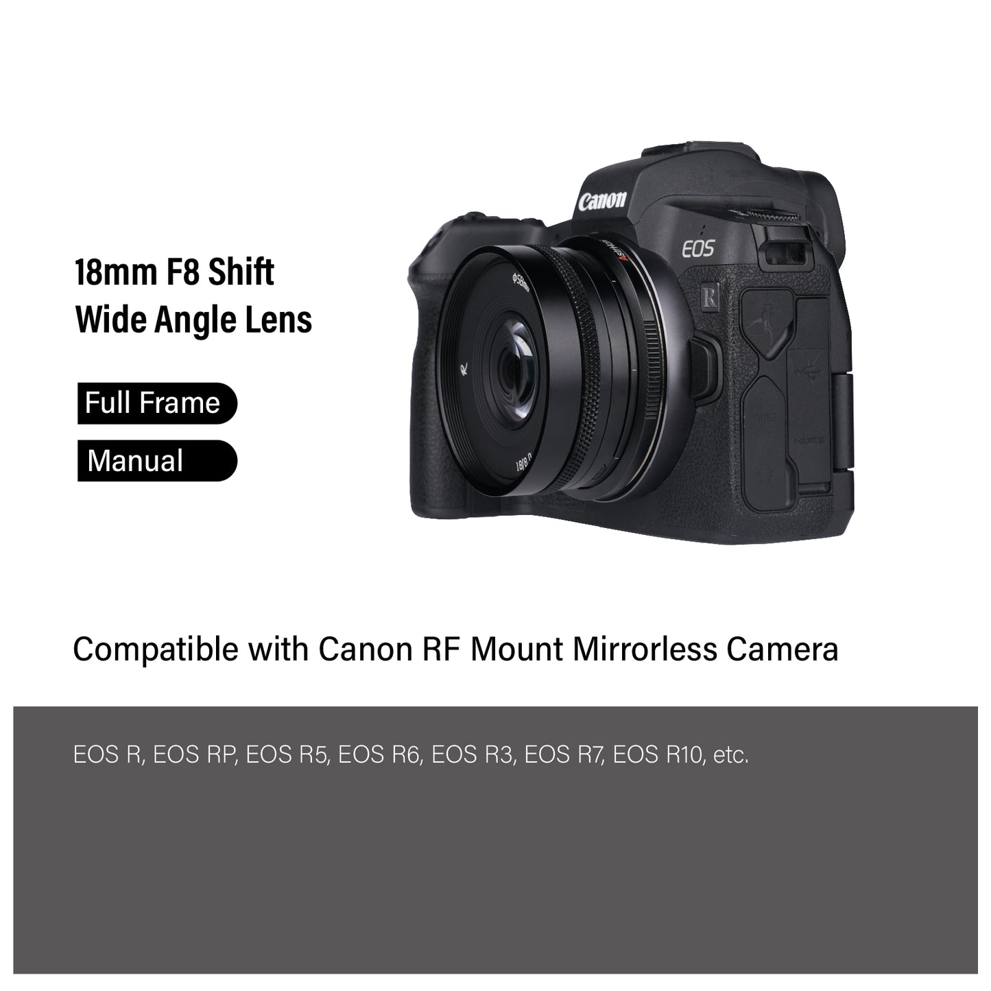 18mm F8 Full-frame Shift lens for E/EOS-R/L/Z