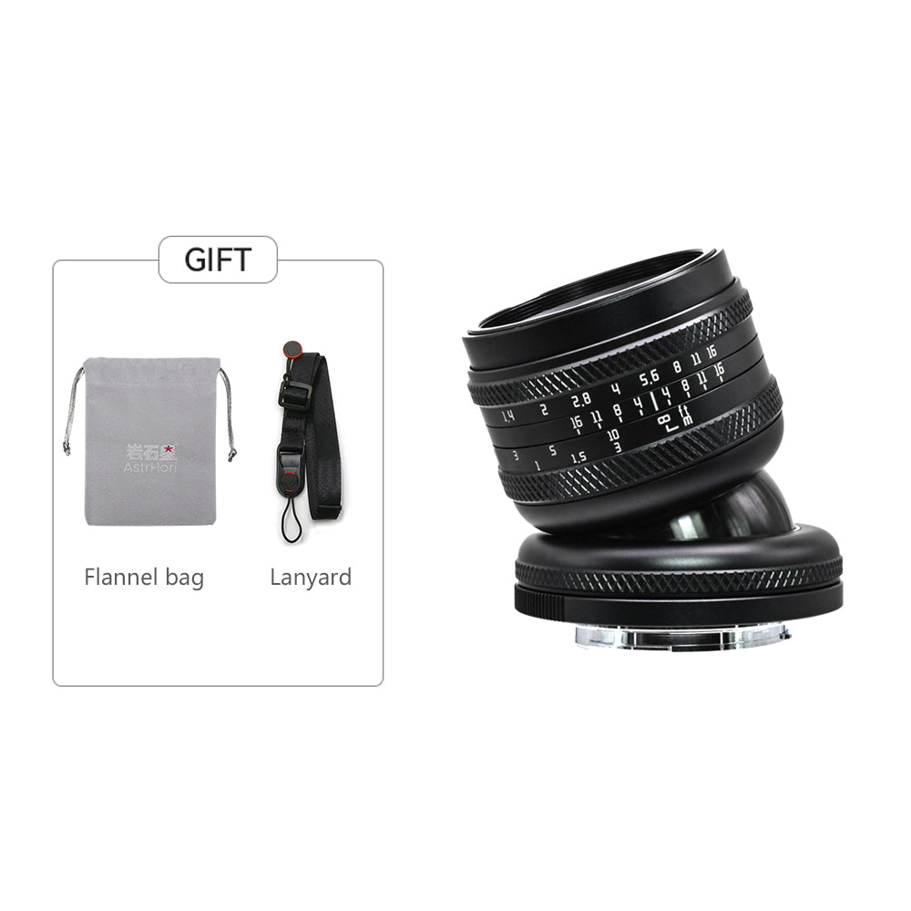 50mm F1.4 Full-frame Tilt lens for E/FX/EOS-R/L