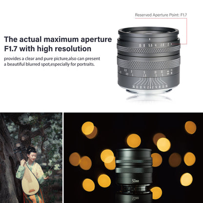 50mm F2.0 Full-frame Portrait Lens for E/FX/EOS-R/EOS-M/L/Z