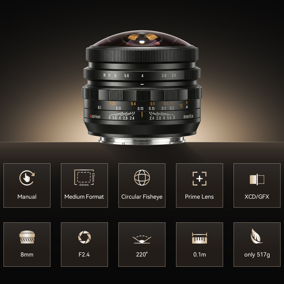 MF 8mm F2.4 Fisheye Lens for Fujifilm GFX/Hasselblad XCD