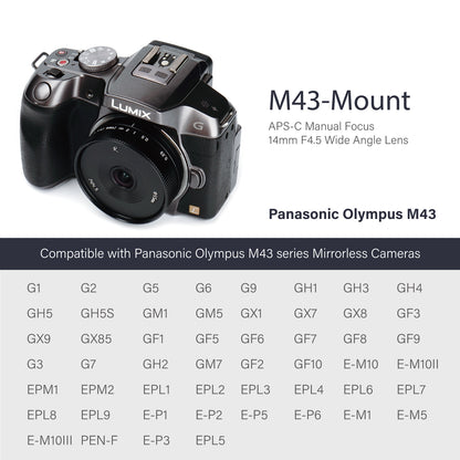 14mm F4.5 APS-C Wide-angle Lens for E/FX/EOS-M/M43/Z