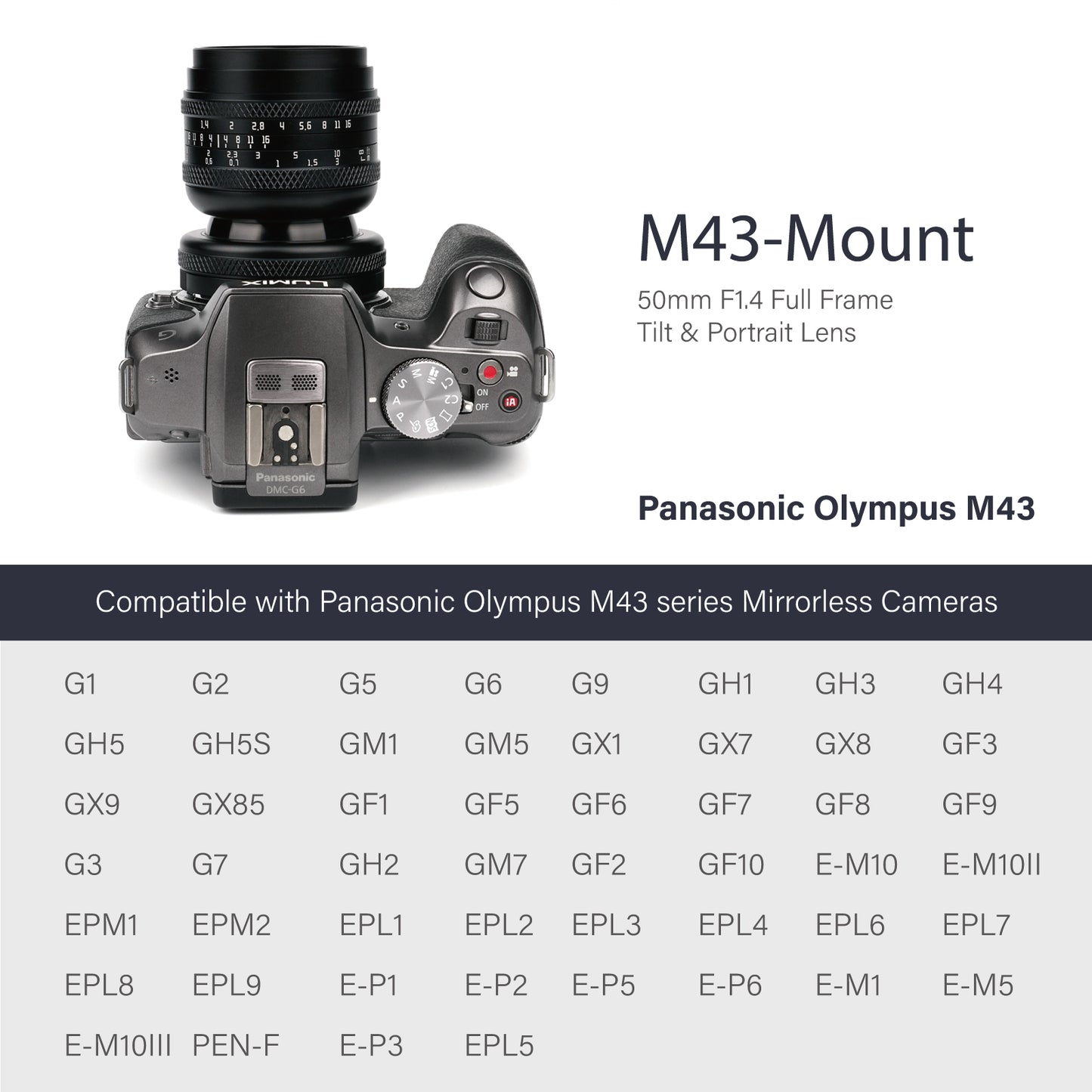 50mm F1.4 Full-frame Tilt lens for E/FX/EOS-R/L