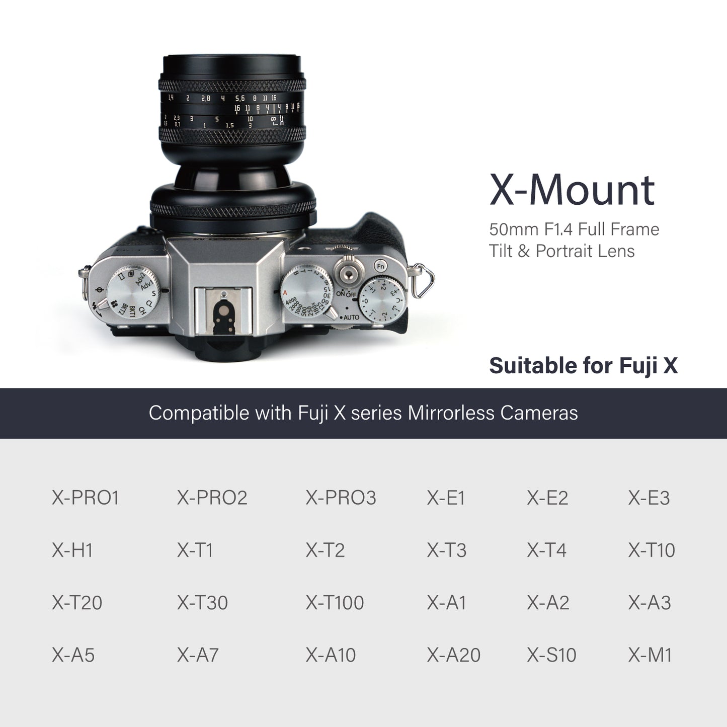 50mm F1.4 Full-frame Tilt lens for E/FX/EOS-R/L