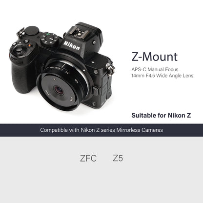 14mm F4.5 APS-C Wide-angle Lens for E/FX/EOS-M/M43/Z