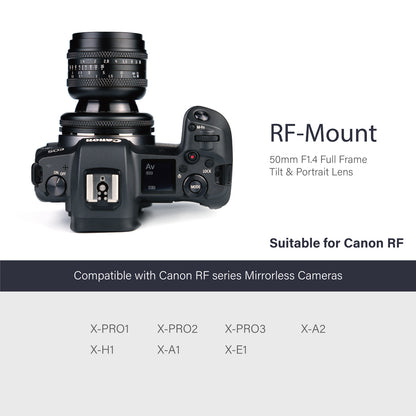 50mm F1.4 Full-frame Tilt lens for E/FX/EOS-R/L/M43/Z