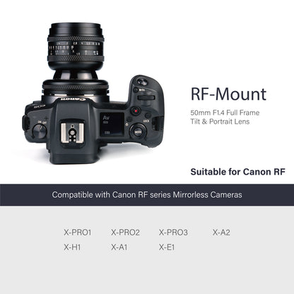 50mm F1.4 Full-frame Tilt lens for E/FX/EOS-R/L