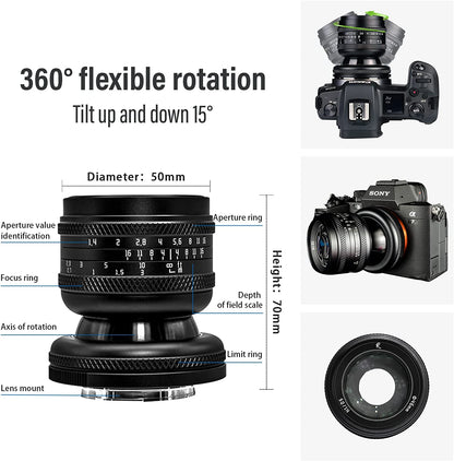 50mm F1.4 Full-frame Tilt lens for E/FX/EOS-R/L